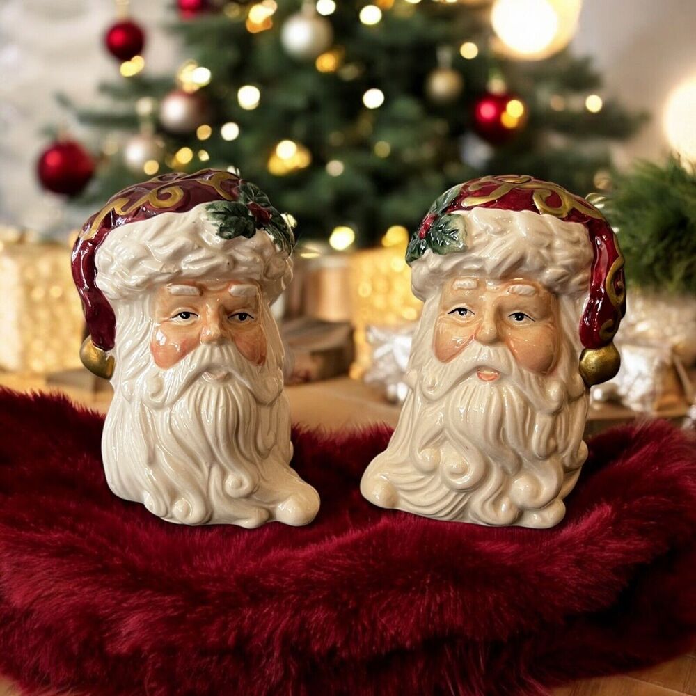 Old world Santa Salt and Pepper Shaker Set Santa Claus Faces by Opulence In Box